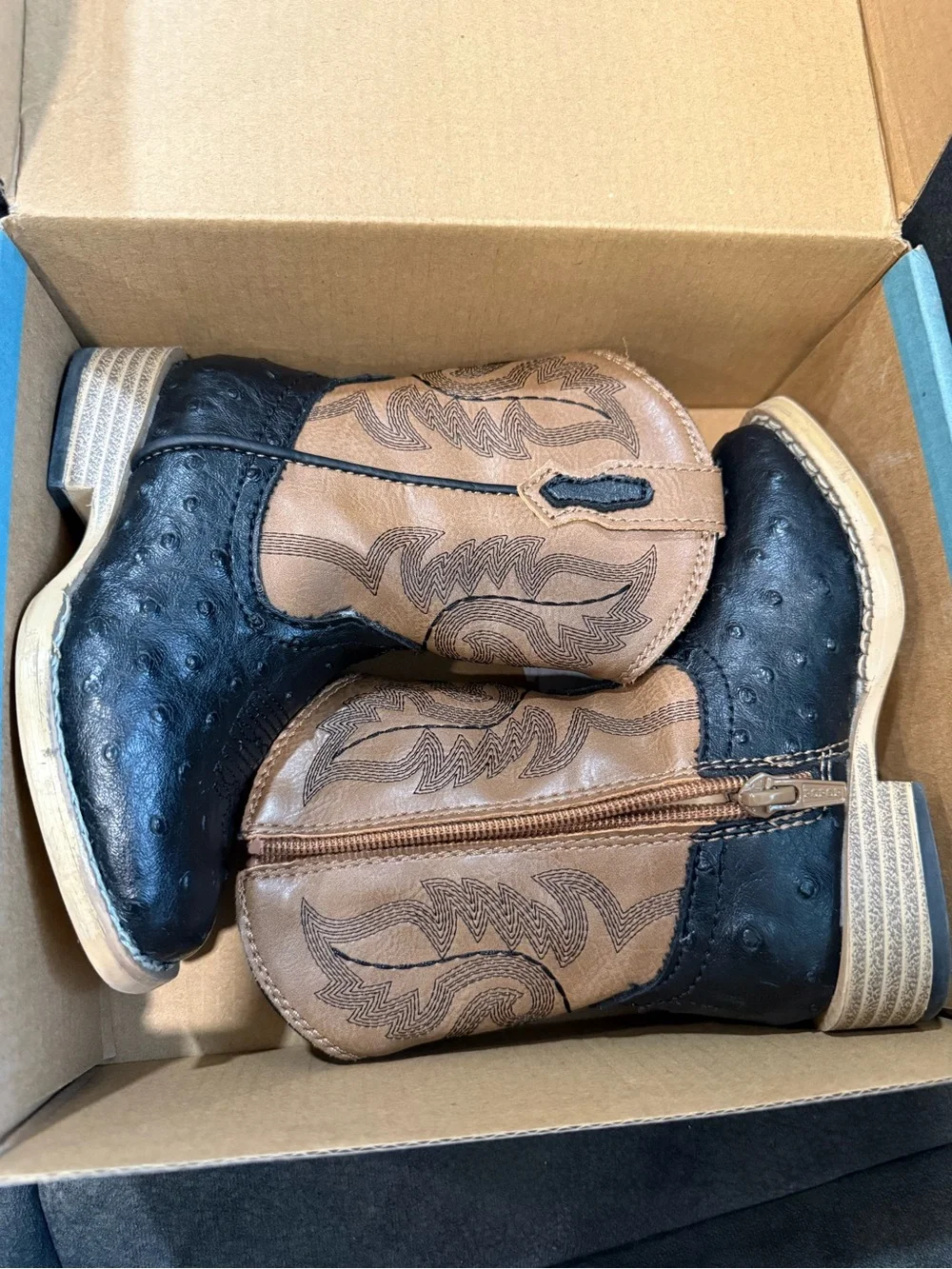 Black and Brown Kids Western Cowboy Boots